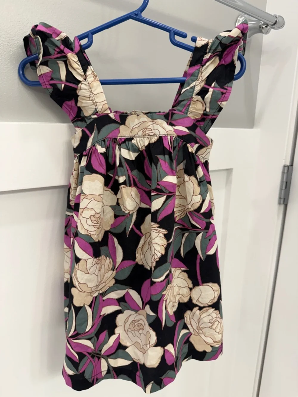 GAP Baby Floral Dress in Black, Cream & Purple 100% Cotton